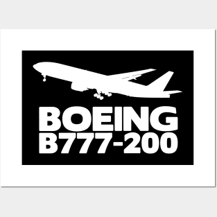 Boeing B777-200 Silhouette Print (White) Posters and Art